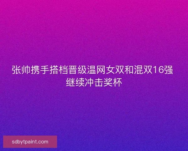 张帅携手搭档晋级温网女双和混双16强 继续冲击奖杯